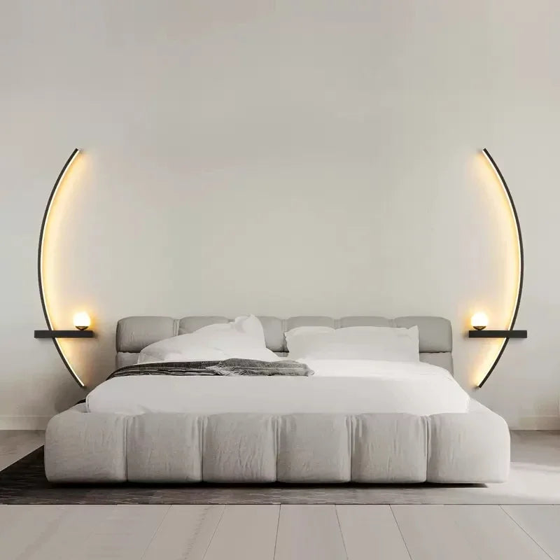 Modern LED Wall Lamp – Minimalist Art Design for Bedroom, Living Room, and Bathroom, Gold/Black